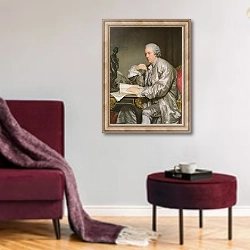 «Portrait of Claude-Henri Watelet 1763-65» в интерьере гостиной в бордовых тонах