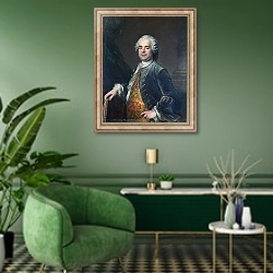 «Портрет мужчины 24» в интерьере гостиной в зеленых тонах