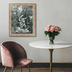 «Jean Antoine Watteau and his friend Monsieur de Julienne» в интерьере в классическом стиле над креслом