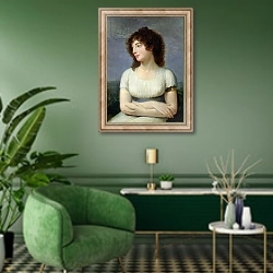 «Laure de Guesnon de Bonneuil, Countess Regnaud de Saint-Jean d'Angely» в интерьере гостиной в зеленых тонах