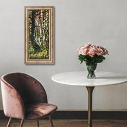 «Сова в осеннем лесу» в интерьере в классическом стиле над креслом