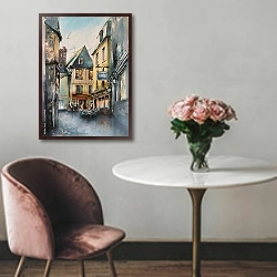 «Узкая улица в старом городе Ле-Ман, Франция» в интерьере в классическом стиле над креслом