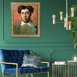 «Portrait of Albert Melida» в интерьере в классическом стиле с зеленой стеной