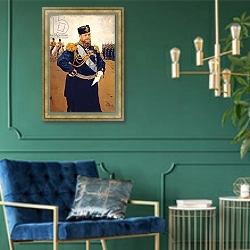 «Portrait of Tsar Alexander III, 1900 1» в интерьере в классическом стиле с зеленой стеной