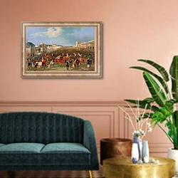 «Epsom Races- The Race Over 1834» в интерьере классической гостиной над диваном