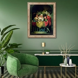 «Las Presidentas» в интерьере гостиной в зеленых тонах