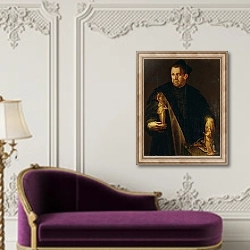 «Portait of Florentine collector Vincenzo Borghini» в интерьере в классическом стиле над банкеткой