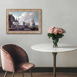 «Mediterranean Harbour Scene» в интерьере в классическом стиле над креслом