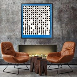«Dot Matrix, 2007» в интерьере в стиле лофт с бетонной стеной над камином