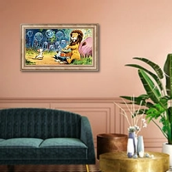 «Leo the Friendly Lion 22» в интерьере классической гостиной над диваном