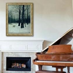 «Wood in Winter, 1885 1» в интерьере в классическом стиле в синих тонах