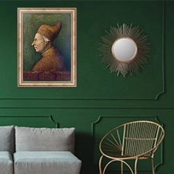 «Дож Никколо Марсело» в интерьере классической гостиной с зеленой стеной над диваном
