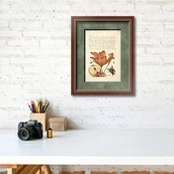 «Insects, Orange Lily, Caterpillar, Apple, and Horse Fly» в интерьере современного кабинета над столом