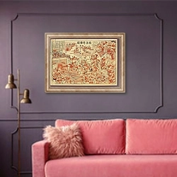 «Nanjing desheng tu» в интерьере гостиной с розовым диваном