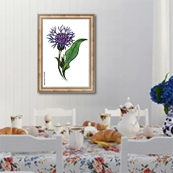 «Синий василек на белом фоне» в интерьере столовой в стиле прованс над столом
