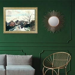«Fox hill, Upper Norwood, 1870» в интерьере классической гостиной с зеленой стеной над диваном