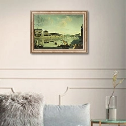 «A View of the Arno with the Ponte alle Gracie, Florence,» в интерьере в классическом стиле в светлых тонах