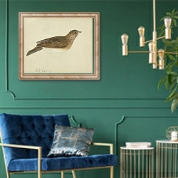 «Eurasian skylark» в интерьере в классическом стиле с зеленой стеной