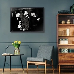 «Laurel & Hardy (Live Ghost, The)» в интерьере гостиной в стиле ретро в серых тонах