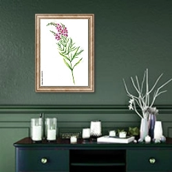 «Веточка иван-чая с цветами» в интерьере прихожей в зеленых тонах над комодом