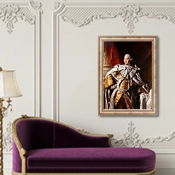«King George III, c.1762-64» в интерьере в классическом стиле над банкеткой
