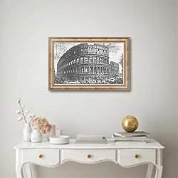 «View of the Flavian Amphitheatre, known as the Colosseum from 'Vedute'» в интерьере в классическом стиле над столом