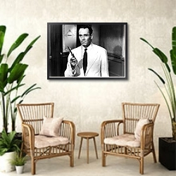 «Fonda, Henry (12 Angry Men) 2» в интерьере комнаты в стиле ретро с плетеными креслами