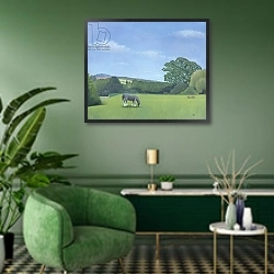 «Emma's View, 2008» в интерьере гостиной в зеленых тонах