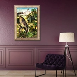 «Dinosaurs, illustration from 'When Monsters Ruled the Earth'» в интерьере в классическом стиле в фиолетовых тонах