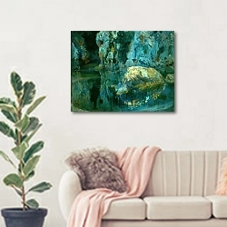 «The Rock in the Pond» в интерьере современной светлой гостиной над диваном
