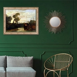 «Newark Abbey, 1807» в интерьере классической гостиной с зеленой стеной над диваном