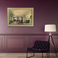 «The Waiting Room of the Stagecoach Station in St. Petersburg, 1848» в интерьере в классическом стиле в фиолетовых тонах