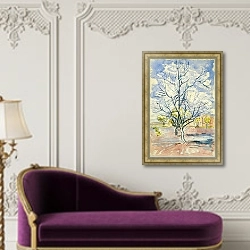 «Цветущие персиковые деревья, 1888» в интерьере в классическом стиле над банкеткой