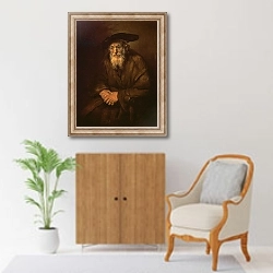 «Portrait of an Old Jew» в интерьере в классическом стиле над комодом