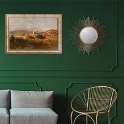 «Dürnstein» в интерьере классической гостиной с зеленой стеной над диваном
