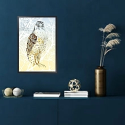 «Peregrine Falcon, 2015,» в интерьере в классическом стиле в синих тонах