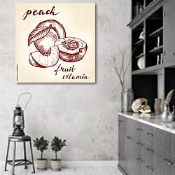 «Эскиз с персиком» в интерьере современной кухни в серых тонах