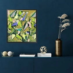 «Ground Sample in Green, 2017, Collage on Paper» в интерьере в классическом стиле в синих тонах
