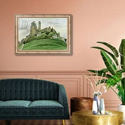 «Corfe Castle» в интерьере классической гостиной над диваном
