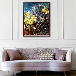 «wild daffodils» в интерьере гостиной в классическом стиле над диваном