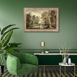 «Sunset in the Wood» в интерьере гостиной в зеленых тонах
