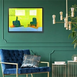 «Dialogue» в интерьере в классическом стиле с зеленой стеной