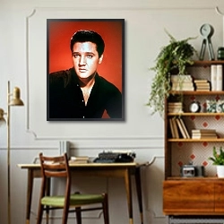 «Presley, Elvis 10» в интерьере кабинета в стиле ретро над столом