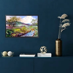 «Природный пейзаж» в интерьере в классическом стиле в синих тонах