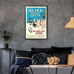 «Alice Gets in Dutch» в интерьере гостиной в стиле лофт в серых тонах