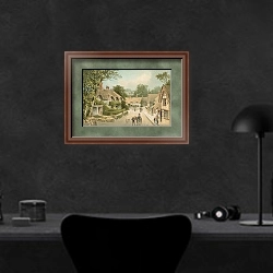 «Shanklin Village--Isle of Wight» в интерьере кабинета в черных цветах над столом