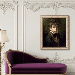 «Portrait of the Young Ingres 1790s» в интерьере в классическом стиле над банкеткой