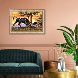 «Bear Rabbit 17» в интерьере классической гостиной над диваном