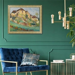 «La Grande Maison De La Combe À Labastide-Du-Vert En Été» в интерьере в классическом стиле с зеленой стеной