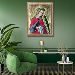 «Святая Катерина 2» в интерьере гостиной в зеленых тонах